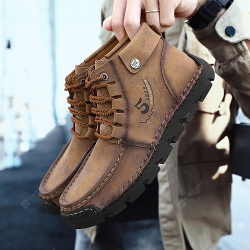 Men's Casual Shoes Trend Mid-top Boots British Large Size Handmade