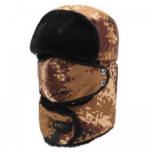 Men Camouflage Thick Ear Protective Bomber Hat Stylish Warm Cap