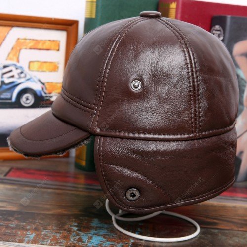 Leather Hat Men's Winter Warm Plus Velvet Thickened Leather Duck Tongue Small Winter Hat Ear