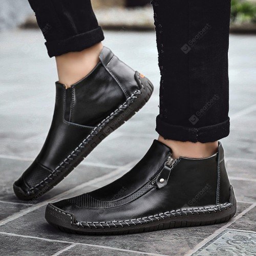 Men Leather Shoes Large Size Breathable Boots